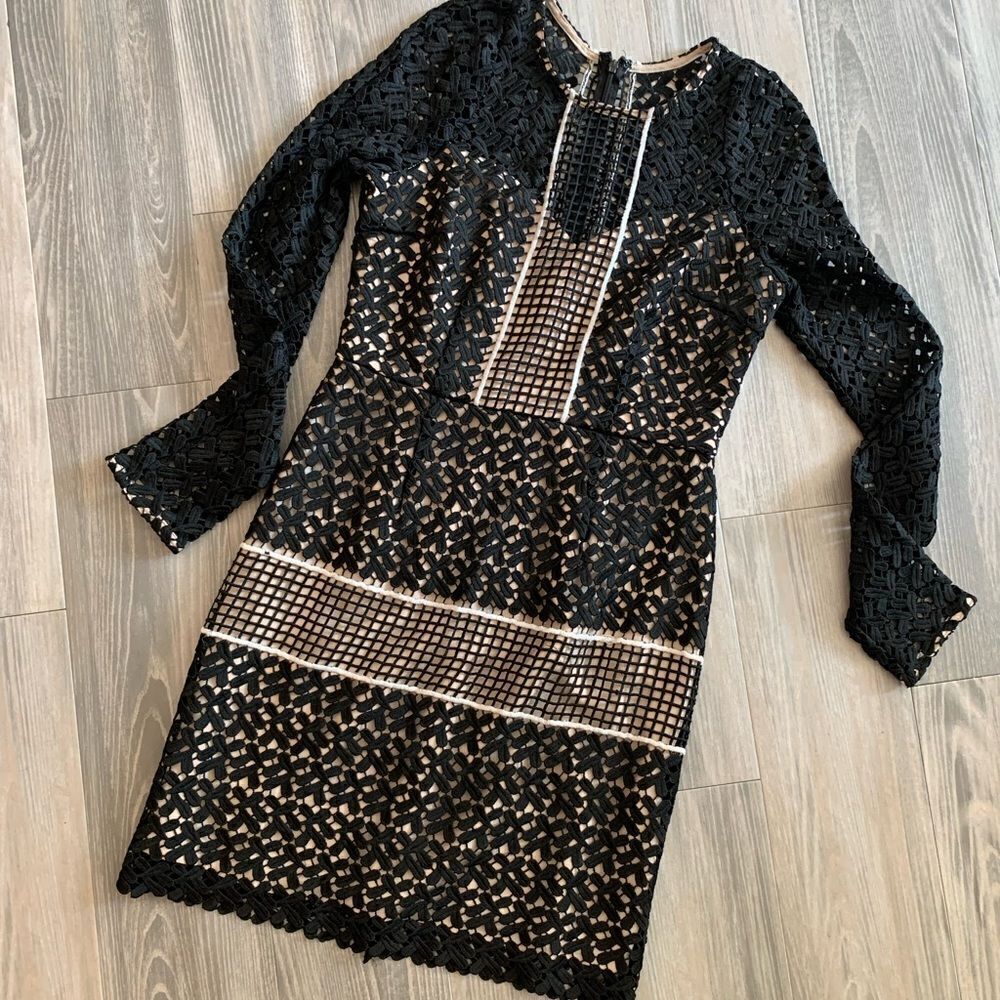 NWT Minuet Black long sleeve cutout dress size M